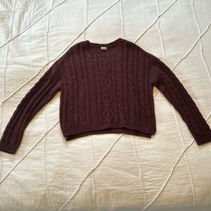 Garage Women’s Purple Violet Sweater w/ Braided detail size M Pullover Crew Neck